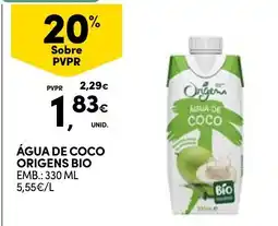 Continente Água de coco origens bio promoção