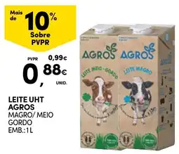 Continente Leite uht agros magro/meio gordo promoção