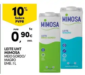 Continente Leite uht mimosa meio gordo/magro promoção