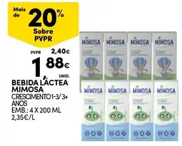 Continente bebida láctea mimosa crescimento 1-3/3+ anos promoção