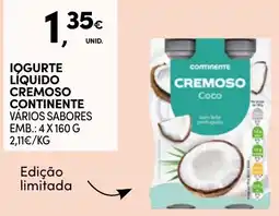 Continente Iogurte líquido cremoso continente promoção