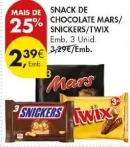 Pingo Doce snack de chocolate mars/snickers/twix promoção