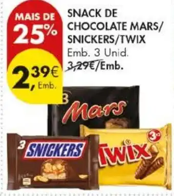 Pingo Doce snack de chocolate mars/snickers/twix promoção