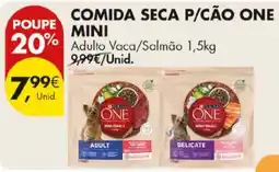 Pingo Doce purina one comida seca p/cão mini adulto vaca/salmão promoção