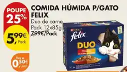 Pingo Doce comida húmida p/gato felix duo de carne promoção