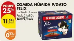Pingo Doce comida húmida p/gato felix fantastic carne promoção