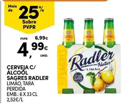 Continente Cerveja c/ álcool sagres radler limão, tara perdida promoção