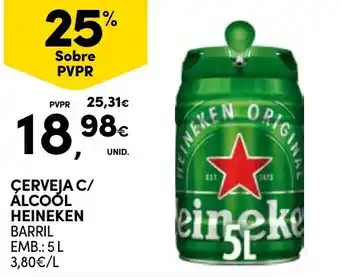 Cerveja c/ álcool heineken barril