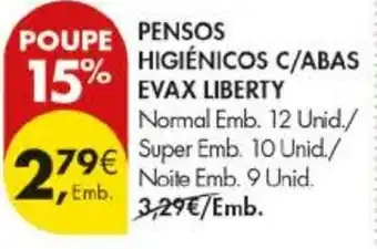 Pingo Doce Pensos Higiénicos c/abas Evax Liberty promoção