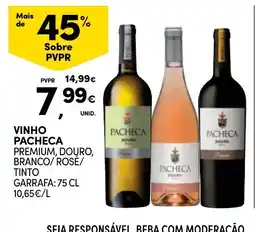 Continente vinho pacheca premium, douro, branco/rose/tinto promoção