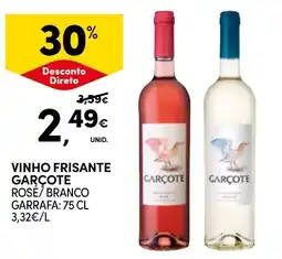 Continente vinho frisante garcote rosé/branco promoção
