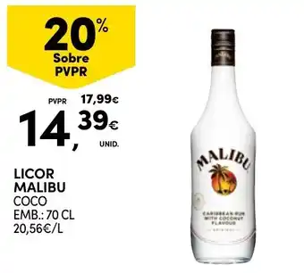 Continente Licor malibu coco promoção