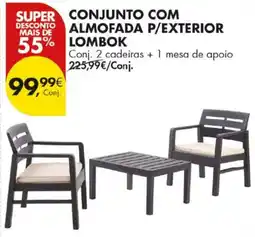 Pingo Doce Conjunto com almofada p/ exterior lombok promoção
