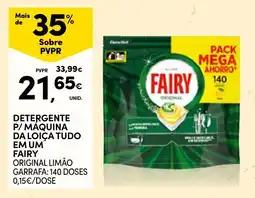 Continente Detergente p/ maquina da loiça tudo em um fairy original limão promoção