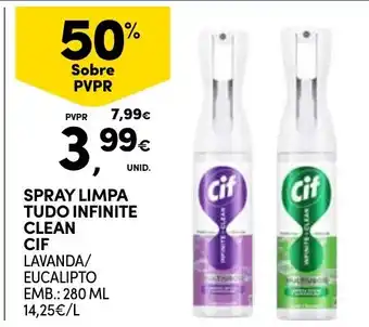 Continente spray limpa tudo infinite clean cif lavanda/eucalipto promoção