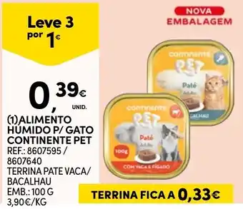 Continente Alimento Humido P/ Gato Continente Pet promoção