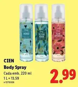 Lidl Cien - body spray promoção