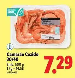 Lidl Camarão cozido 30/40 promoção