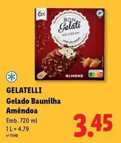 Lidl Gelatelli - gelado baunilha promoção