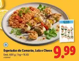 Lidl Espetadas de camarão, lula e choco promoção