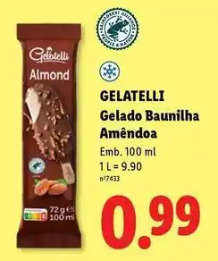 Lidl Gelatelli - gelado baunilha amêndoa promoção