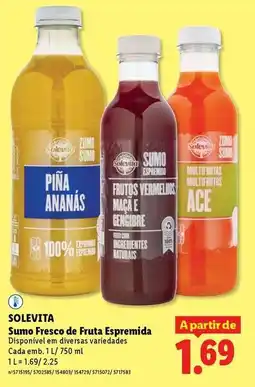 Lidl Solevita - sumo fresco de fruta espremid promoção