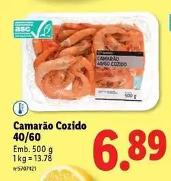 Lidl Camarão cozido 40/60 promoção