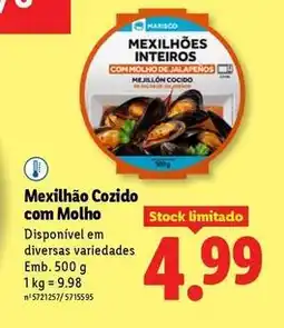Lidl com - mexilhão cozido com molho promoção