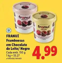 Lidl Framboesas em chocolate de leite/negro promoção