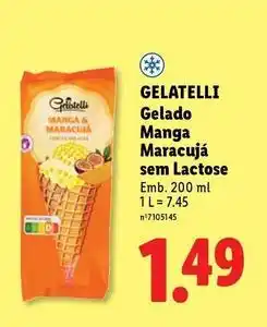 Lidl Gelatelli - gelado manga maracujá sem lactose promoção