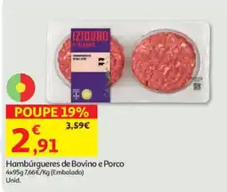 Auchan Hambúrgueres de Bovino e Porco Izidoro promoção