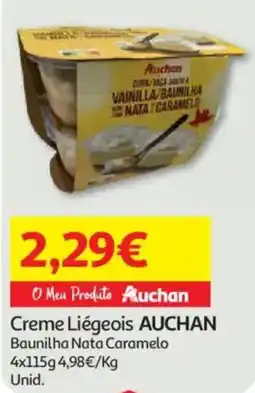 Auchan Creme Liégeois Auchan Baunilha Nata Caramelo promoção