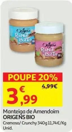 Auchan Manteiga de Amendoim Origens Bio promoção