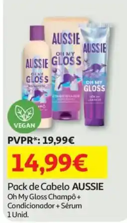 Auchan Pack de Cabelo Aussie Oh My Gloss Champô + Condicionador + Sérum promoção