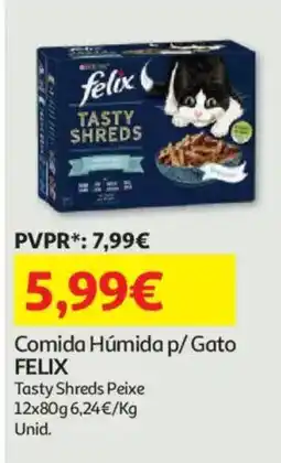 Auchan comida húmida p/ gato felix tasty shreds peixe promoção