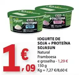 E.Leclerc Iogurte de soja + proteína sojasun natural framboesa e groselha promoção