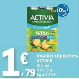 E.Leclerc Iogurte líquido 0% activia ananás promoção