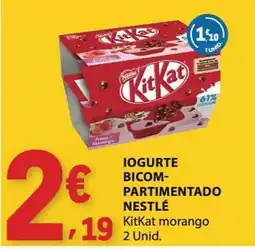 E.Leclerc Iogurte bicom-partimentado nestlé kitkat morango promoção