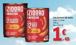 E.Leclerc Izidoro o merceeiro salsichas de aves promoção