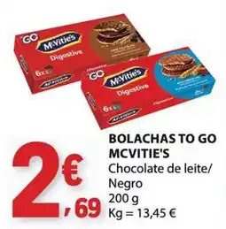 E.Leclerc Bolachas to go mcvitie's chocolate de leite/negro promoção