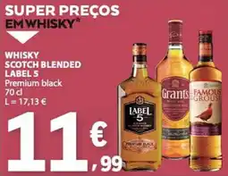 E.Leclerc whisky scotch blended label 5 premium black promoção