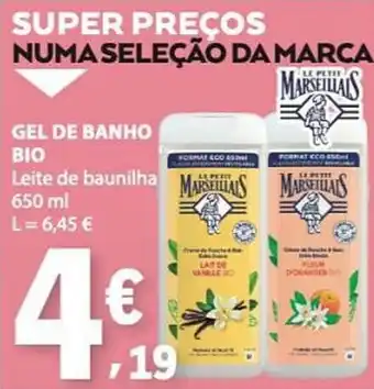E.Leclerc gel de banho bio leite de baunilha le petit marseillais promoção