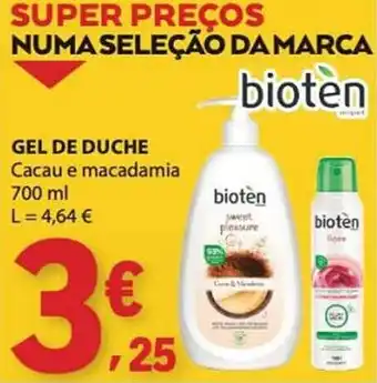 E.Leclerc Gel de duche bioten cacao e macadamia promoção