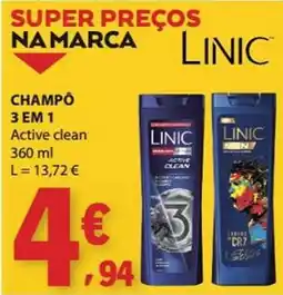 E.Leclerc Champô 3 em 1 active clean linic promoção