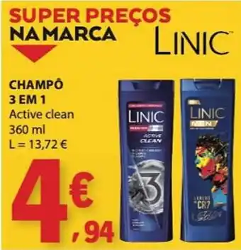 E.Leclerc Champô 3 em 1 active clean linic promoção