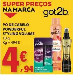 E.Leclerc pó de cabelo powerful styling volume got2b promoção
