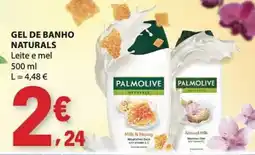 E.Leclerc Palmolive naturals gel de banho leite e mel promoção