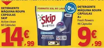 E.Leclerc Detergente máquina roupa cápsulas skip active clean promoção