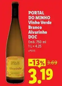 Lidl Alvarinho - vinho verde branco alvarinho doc promoção