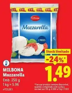 Lidl Milbona - mozzarella promoção